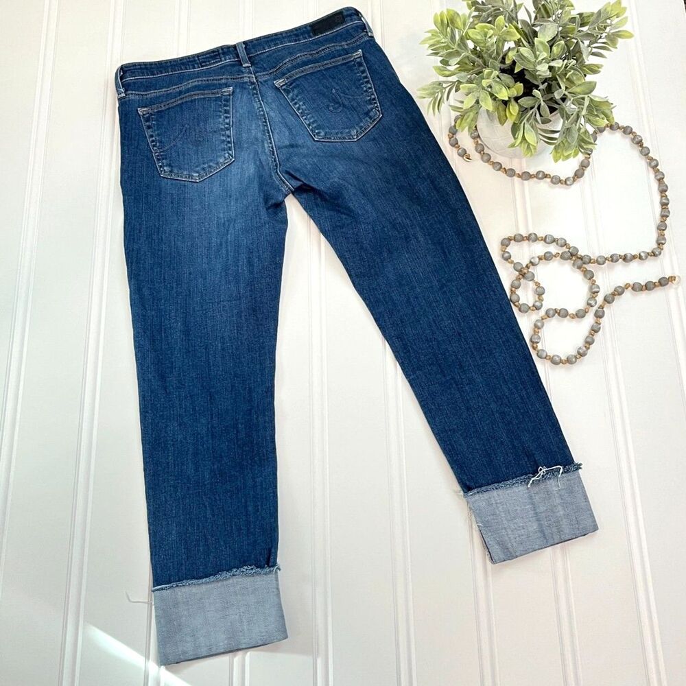 AG × Anthropologie Stevie Low‑Rise Slim Straight Cuffed Ankle Jeans Size 29 - Picture 6 of 11